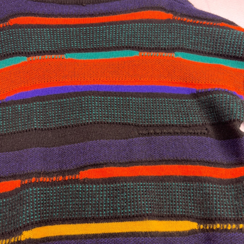 Vintage Pronto Uomo Italy Wool Blend Abstract Stripe Cardigan Sweater Mens M 50 - Picture 8 of 9